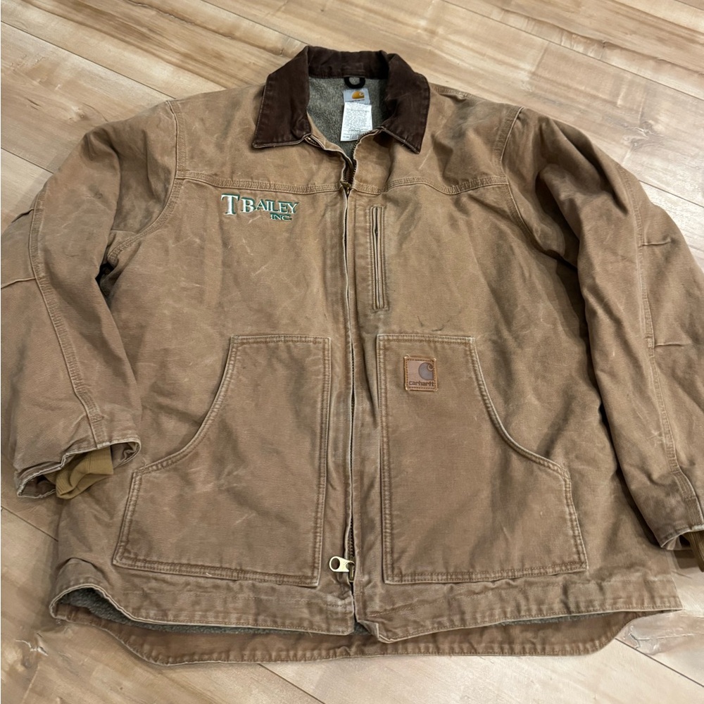 Carhartt XL Men’s Sherpa Lined Ridge Coat Work Jacket tan brown